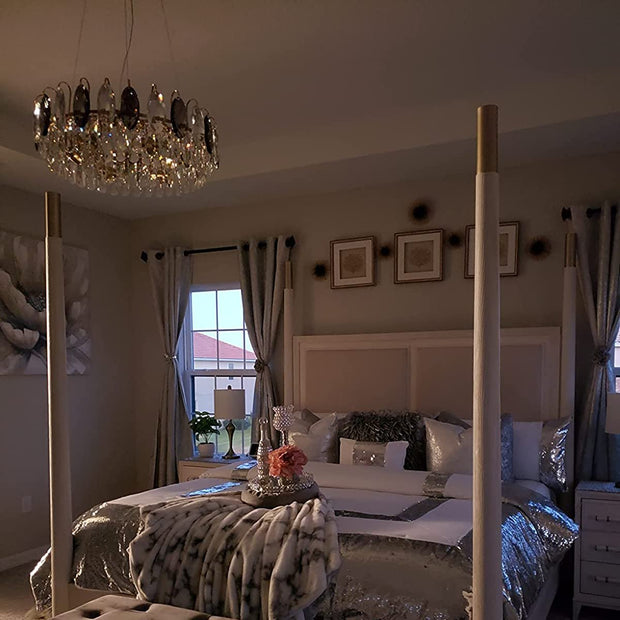 Elegant K9 crystal chandelier – Dazzling rose gold LED light with dimmable function (Available in different sizes)