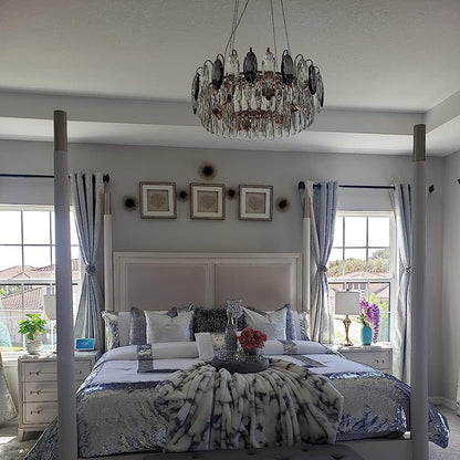 Chandelier en cristal K9 élégant – Éblouissante lumière LED rose gold avec fonction dimmable (Disponible en différentes tailles)