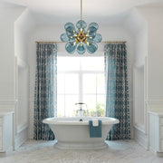 Superb blue spherical bubble chandelier - Contemporary pendant light with artistic glass design
