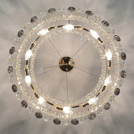 Elegant K9 crystal chandelier – Dazzling rose gold LED light with dimmable function (Available in different sizes)