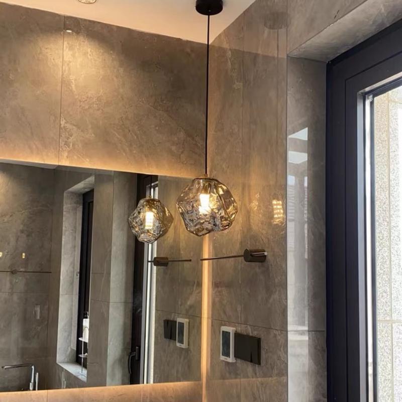 Lustre en cuivre et verre Lava – Suspension LED moderne et chic pour intérieurs élégants