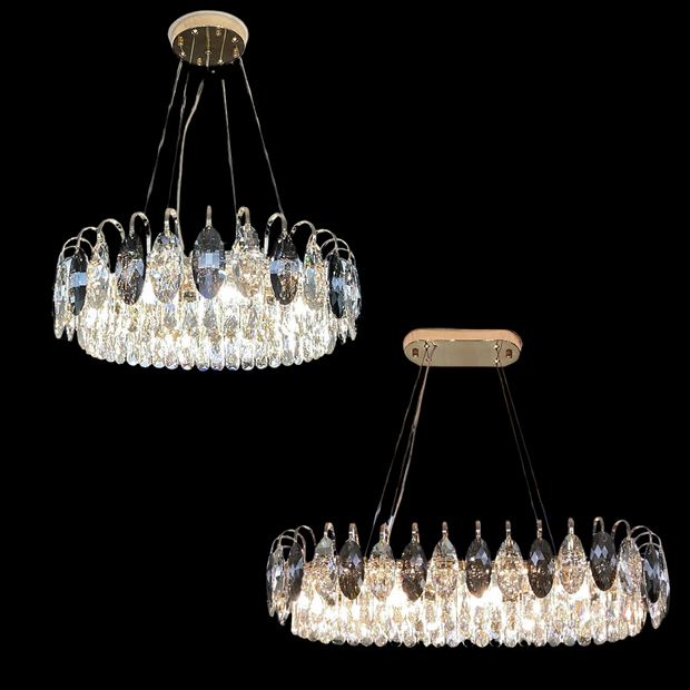 Elegant K9 crystal chandelier – Dazzling rose gold LED light with dimmable function (Available in different sizes)