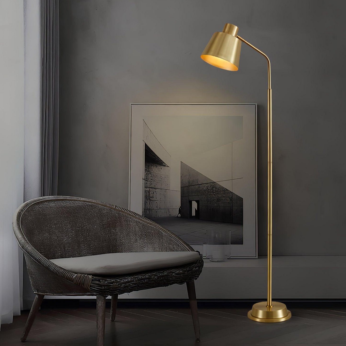 Lampadaire LED en laiton Zeid – Un mélange élégant de minimalisme et de sophistication moderne