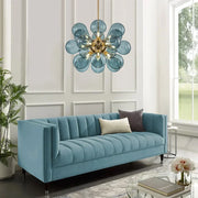 Superb blue spherical bubble chandelier - Contemporary pendant light with artistic glass design