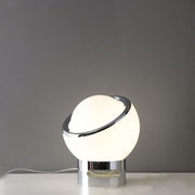 Elegant French opal Bauhaus table lamp – Glass and stainless steel design