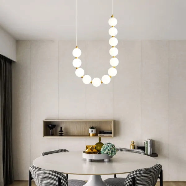 Exquisite Beaded Chandelier – Elegant LED Lighting in Metal and Acrylic (H65 cm)