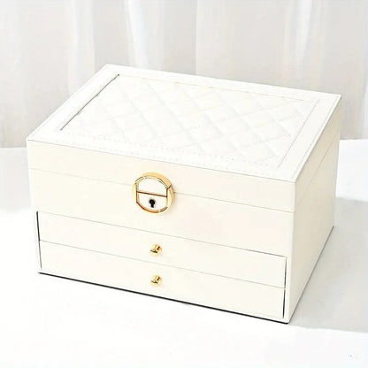 Coffre à bijoux en cuir multi-niveaux luxueux – Solution de rangement élégante et fonctionnelle