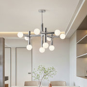 Elegant Scandinavian globe-shaped glass chandelier – Stylish modern pendant light with a chic chrome finish