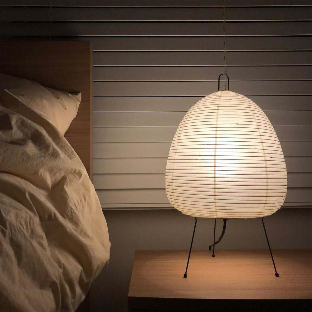 Lampe de table Akari exquise – Design en papier de mûrier et métal élégant