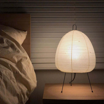 Lampe de table Akari exquise – Design en papier de mûrier et métal élégant