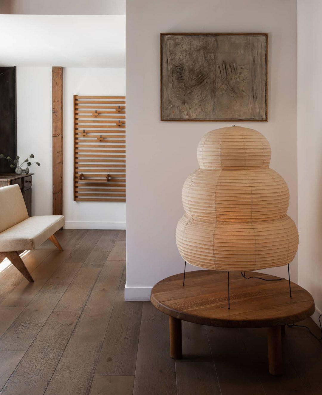 Lampe de table Akari exquise – Design en papier de mûrier et métal élégant