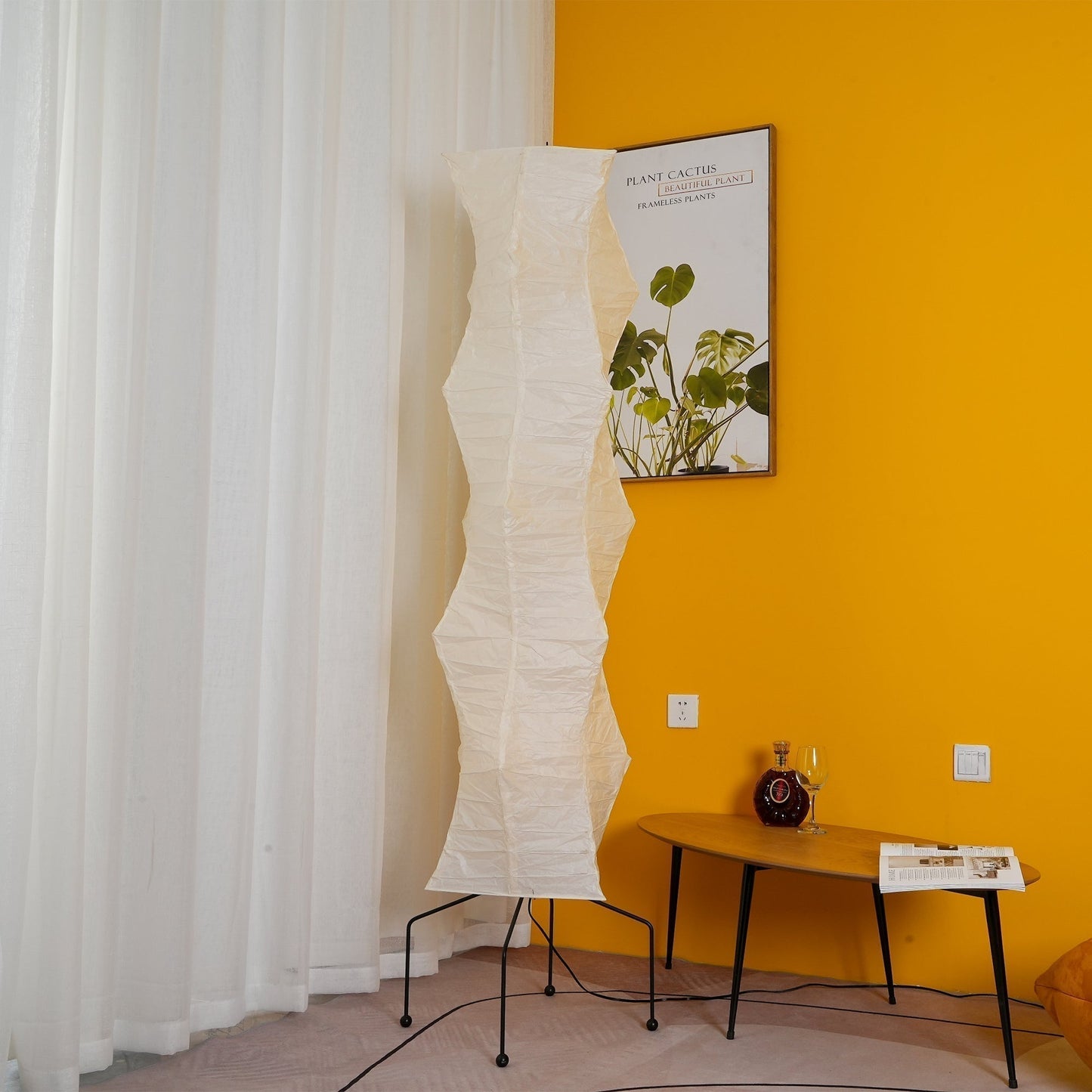 Lampadaire en papier de riz élégant – Éclairage sleek et stylé pour votre salon et votre chambre à coucher