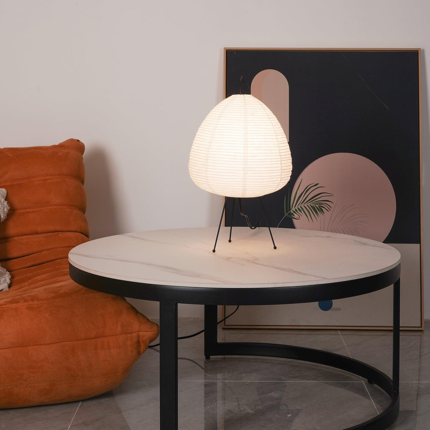 Lampe de table Akari exquise – Design en papier de mûrier et métal élégant