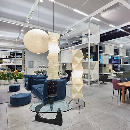 Lampadaire en papier de riz élégant – Éclairage sleek et stylé pour votre salon et votre chambre à coucher