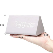 Elegant wooden LED alarm clock - Contemporary design with a bright digital display
