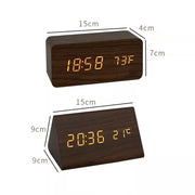 Elegant wooden LED alarm clock - Contemporary design with a bright digital display