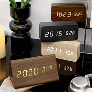 Elegant wooden LED alarm clock - Contemporary design with a bright digital display