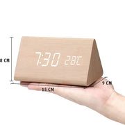 Elegant wooden LED alarm clock - Contemporary design with a bright digital display