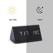 Elegant wooden LED alarm clock - Contemporary design with a bright digital display