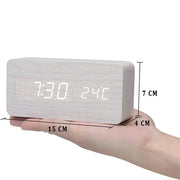Elegant wooden LED alarm clock - Contemporary design with a bright digital display