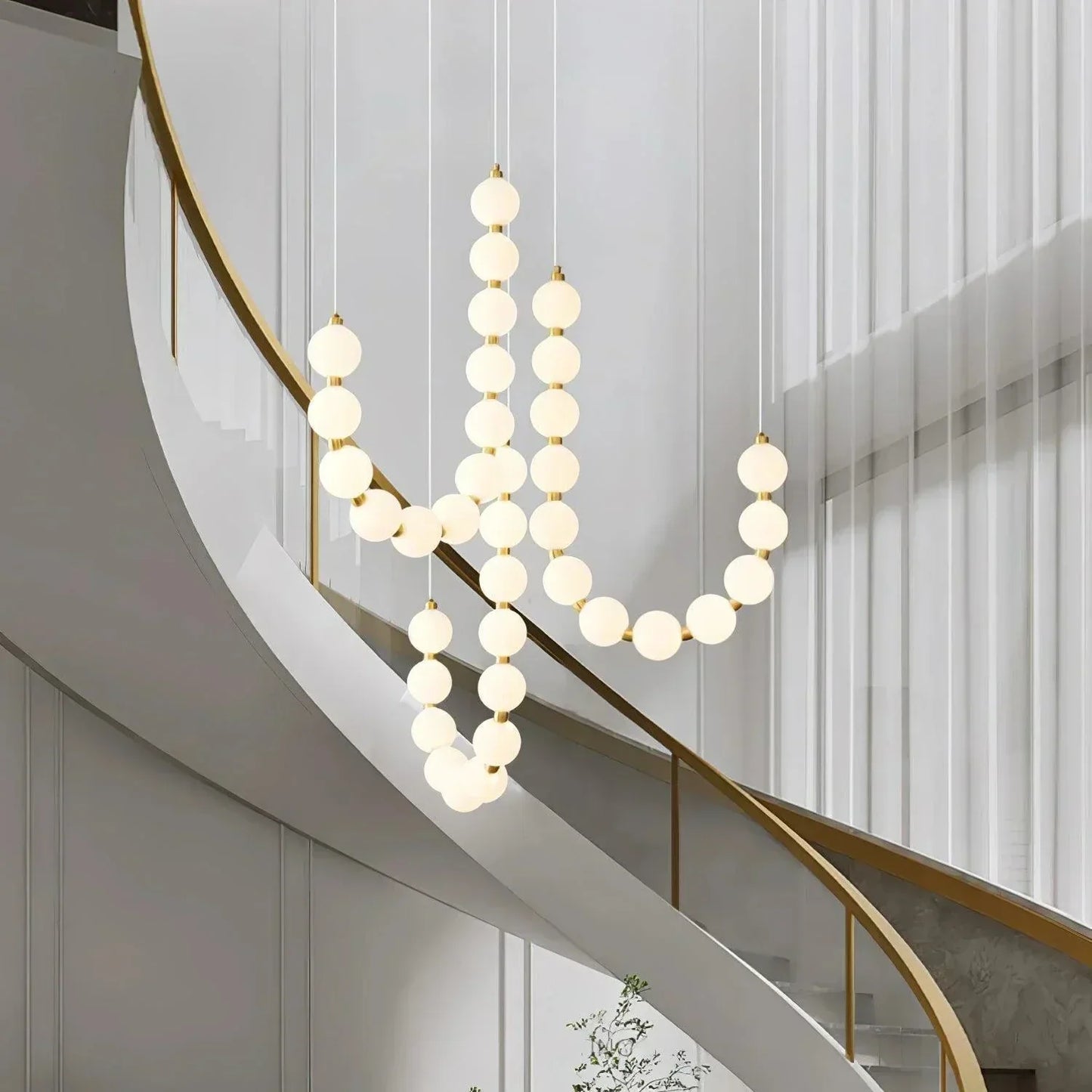 Exquisite Beaded Chandelier – Elegant LED Lighting in Metal and Acrylic (H65 cm)