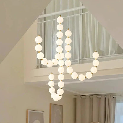 Exquisite Beaded Chandelier – Elegant LED Lighting in Metal and Acrylic (H65 cm)