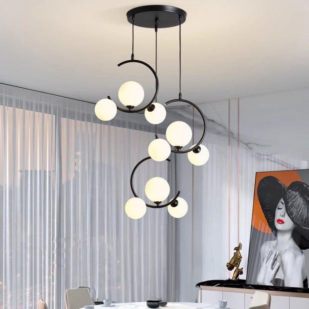 Modern and elegant LED chandelier - Glass and acrylic design perfect for living and dining spaces