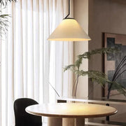 Scandinavian elegance: Cream fabric LED pendant light with Nordic pleated design