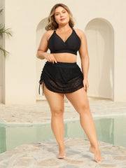 Bas de Maillot de Bain Femme Noir Taille M avec Détails en Dentelle et Cordon Ajustable