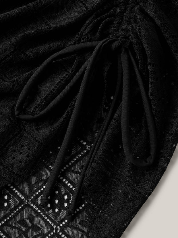 Bas de Maillot de Bain Femme Noir Taille M avec Détails en Dentelle et Cordon Ajustable