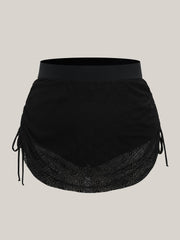 Bas de Maillot de Bain Femme Noir Taille M avec Détails en Dentelle et Cordon Ajustable