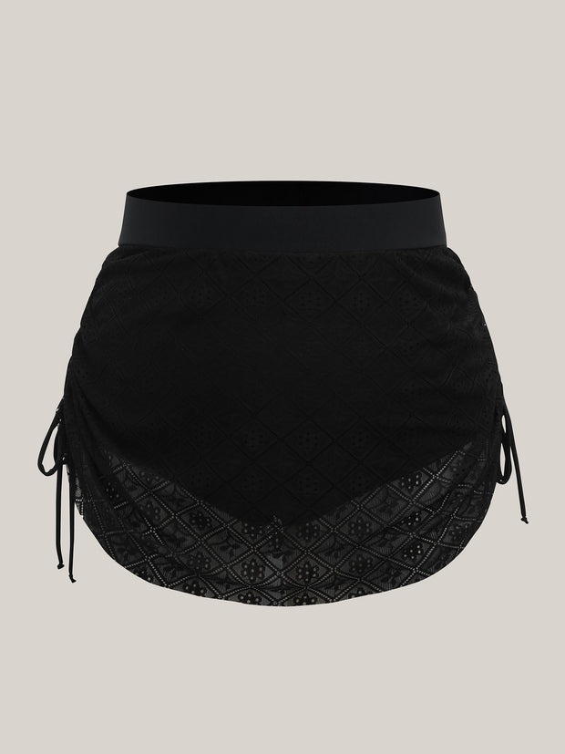 Bas de Maillot de Bain Femme Noir Taille M avec Détails en Dentelle et Cordon Ajustable