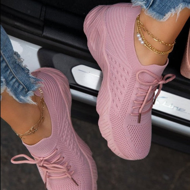 Baskets Femmes Légères Blanches Antidérapantes en Maille Respirante – Sneakers Confortables pour Usage Quotidien