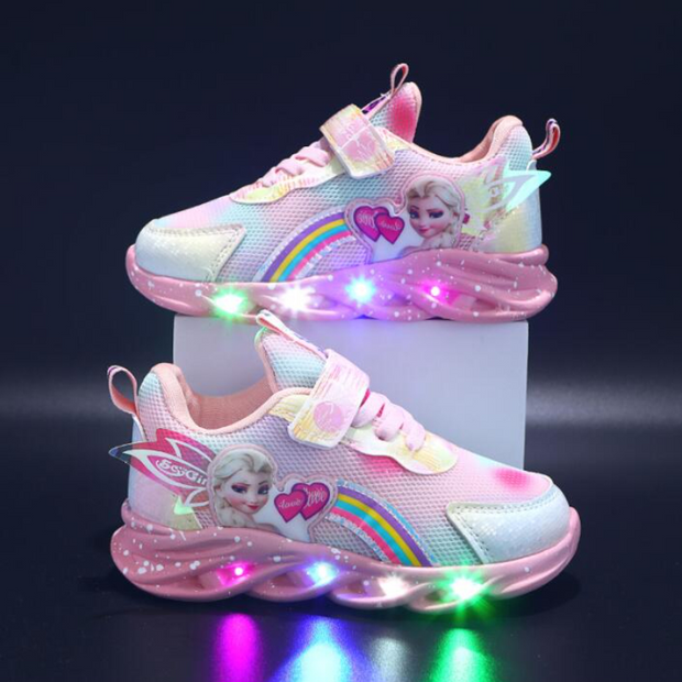 LED Sneakers for Girls - Lightning-Inspired Design by Elsa, Optimal Comfort and Durable Materials