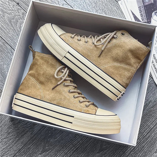 High-Top Suede Sneakers for Women with Platform Sole – Ultimate Elegance and Comfort