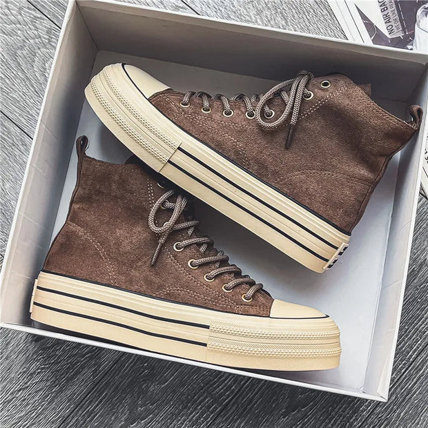High-Top Suede Sneakers for Women with Platform Sole – Ultimate Elegance and Comfort