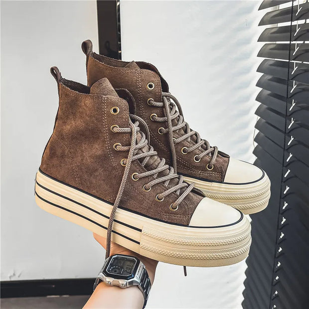 High-Top Suede Sneakers for Women with Platform Sole – Ultimate Elegance and Comfort