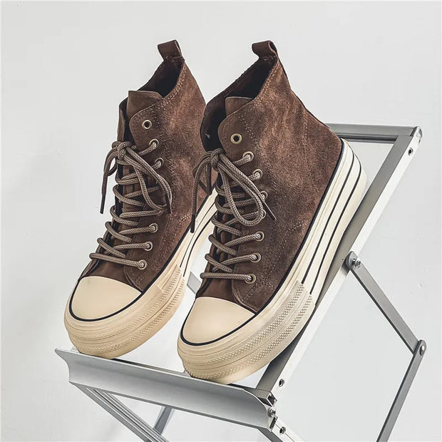 High-Top Suede Sneakers for Women with Platform Sole – Ultimate Elegance and Comfort