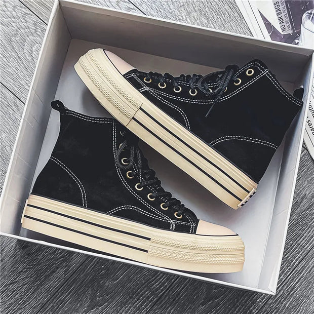 High-Top Suede Sneakers for Women with Platform Sole – Ultimate Elegance and Comfort
