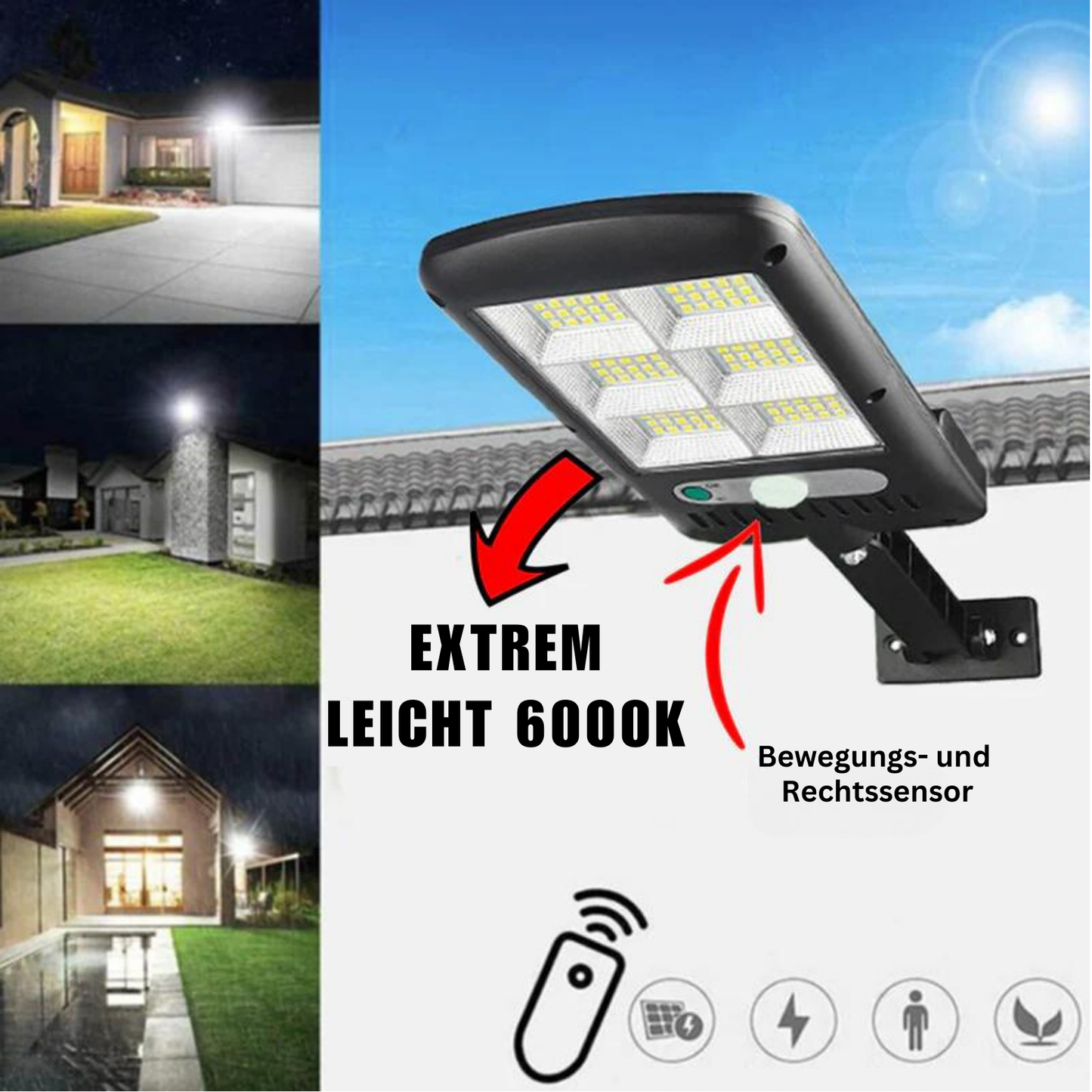 Helder 6000K zonne-straatlamp – Duurzame en autonome LED-verlichting