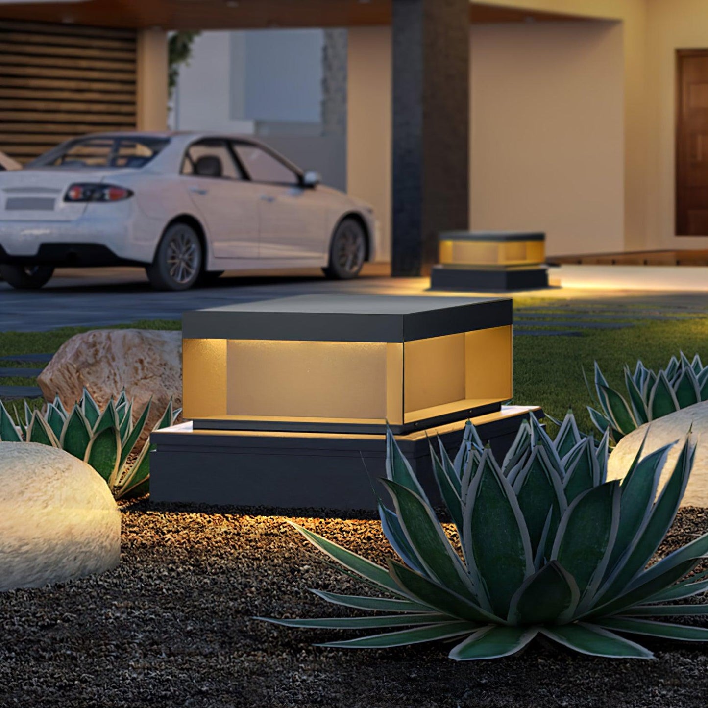 Lumineuse colonne extérieure solaire élégante – Éclairage de jardin LED durable