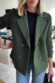 Women's Black Blazer Size M in Polyester Blend with Knit Sleeves