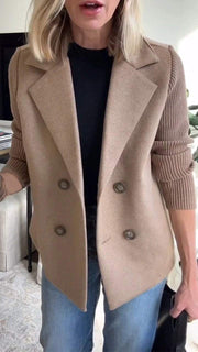 Women's Black Blazer Size M in Polyester Blend with Knit Sleeves