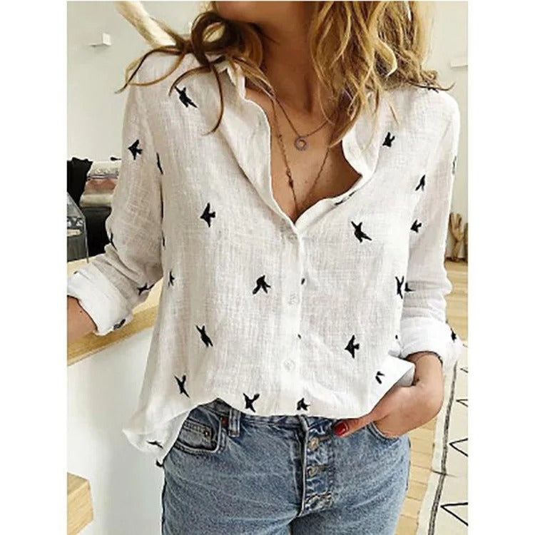 Blouse Blanche Femme Décontractée en Tissu Léger avec Design Élégant - Taille S à XL