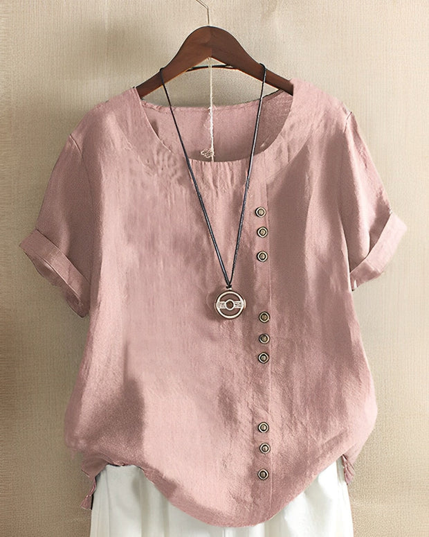 Elegant White Women's Blouse in Cotton and Polyester – Chic Women's Shirt with Casual Fit