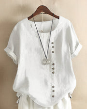 Elegant White Women's Blouse in Cotton and Polyester – Chic Women's Shirt with Casual Fit