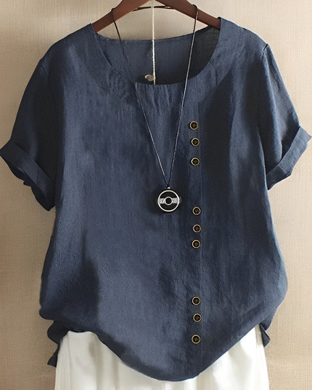Elegant White Women's Blouse in Cotton and Polyester – Chic Women's Shirt with Casual Fit