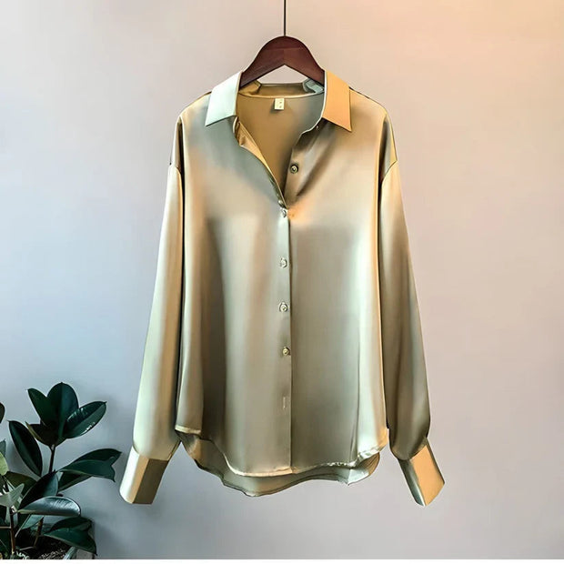 Blouse Blanche Femme en Soie à Manches Longues – Chemisier Femme Chic pour Occasions Professionnelles et Spéciales