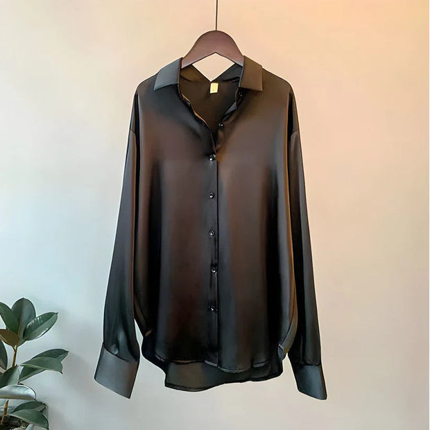 Blouse Blanche Femme en Soie à Manches Longues – Chemisier Femme Chic pour Occasions Professionnelles et Spéciales