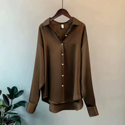 Blouse Blanche Femme en Soie à Manches Longues – Chemisier Femme Chic pour Occasions Professionnelles et Spéciales